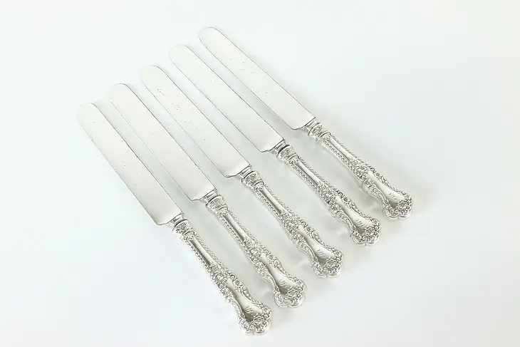 Set of 5 Sterling Silver Buttercup Antique Dinner Knives Gorham, Monogram #40718