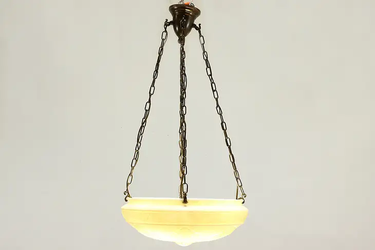 Classical Antique 1900 Embossed Glass Chandelier Light Fixture #40357