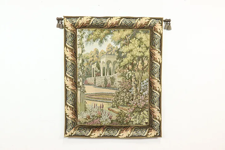 Renaissance Palace Garden Vintage French Tapestry, Hanging Rod #40369