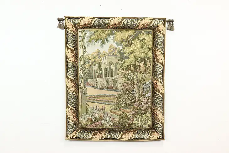 Renaissance Palace Garden Vintage French Tapestry, Hanging Rod #40369