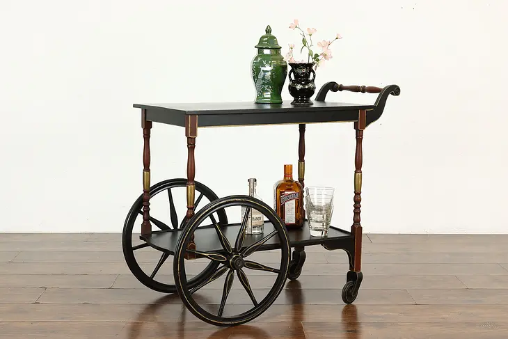 Chinese Lacquer Hand Painted Antique Bar or Tea Cart, Imperial #40687