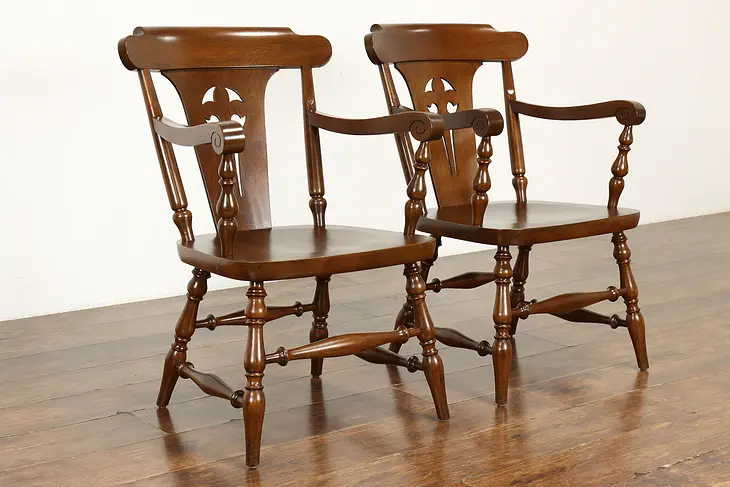 Pair of Traditional Antique Walnut Dining or Office Chairs, Milwaukee  #40632