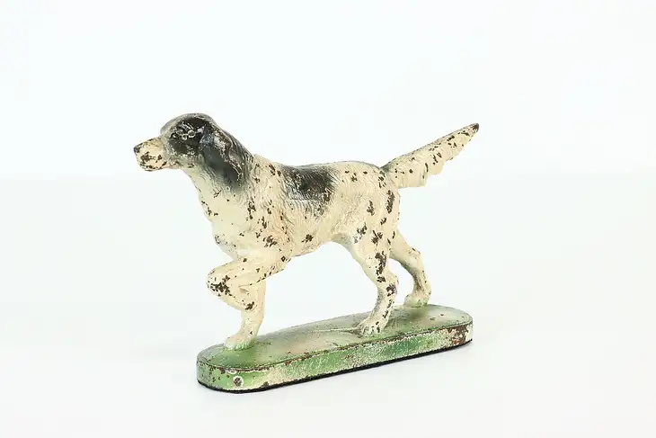 Farmhouse Antique Iron Painted English Setter Dog Door Stop #40543