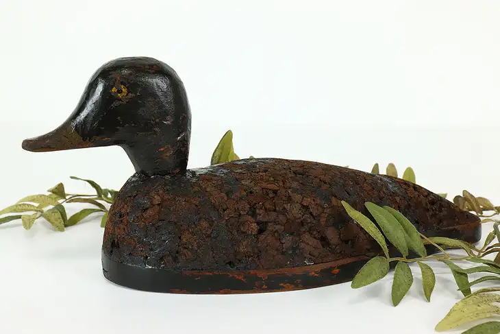 Farmhouse Carved Folk Art Antique Duck Decoy Cork Sculpture #40334