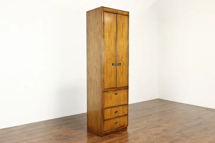 Midcentury Modern Vintage Hickory Tall Bathroom or Office Cabinet, Drexel #38758