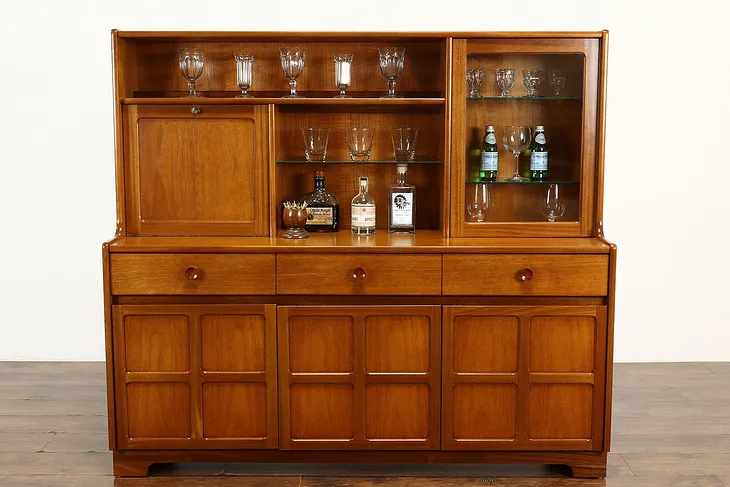 Midcentury Modern Vintage Teak Backbar, Server or Bar Cabinet, Nathan #39024