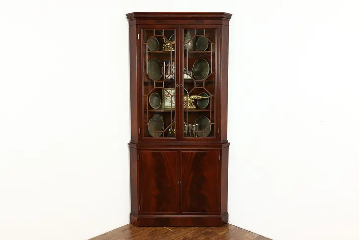 Traditional Georgian Style Vintage Mahogany Corner Cabinet or Cupboard #38835