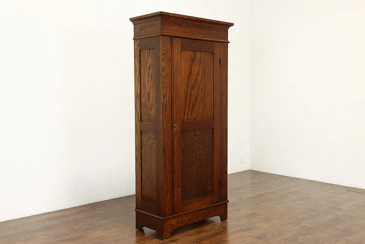 Victorian Antique Oak Wardrobe or Linen Closet, Larkin NY #37695