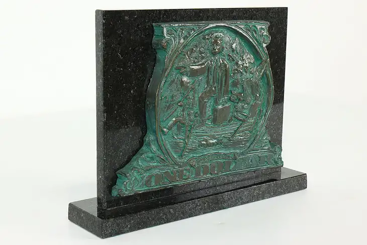 Bronze Vintage One Dollar Washington Sculpture, Granite Base #40811