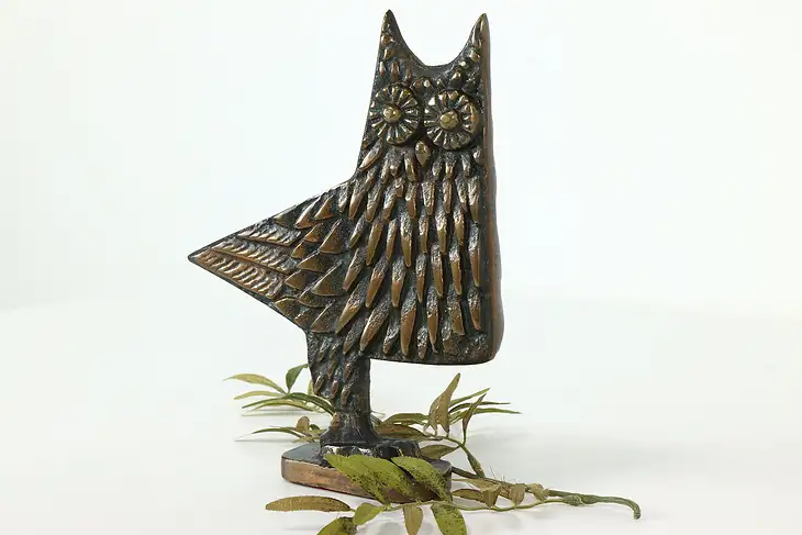 Bronze Vintage Sculpture Stylized Statue of an Owl #40818