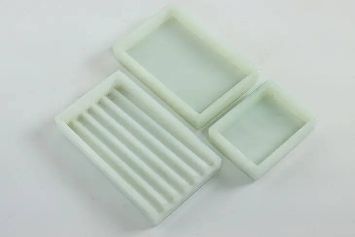 Set of Three Antique Milk Glass Dental Trays, Two Rivers WI #40202