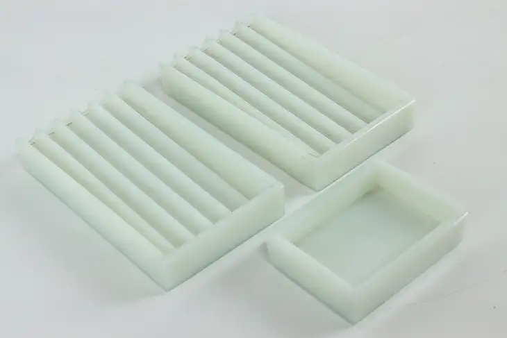 Set of Three Antique Milk Glass Dental Trays, Two Rivers WI #40272