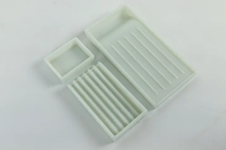 Set of Three Antique Milk Glass Dental Trays, Two Rivers WI #41014