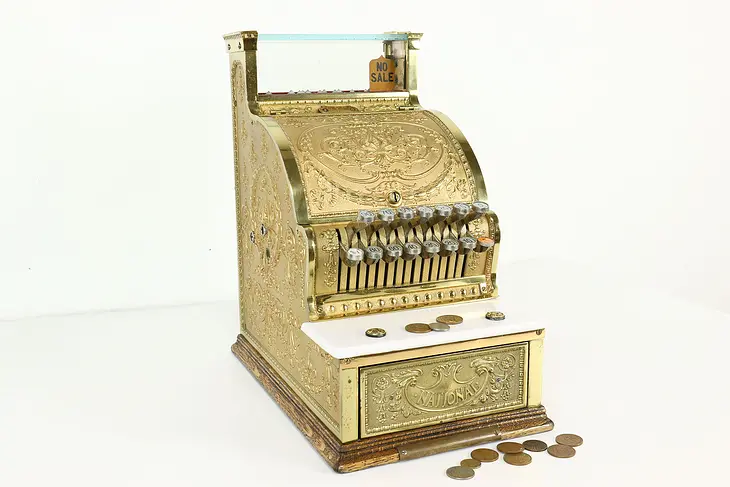 Victorian Antique Candy or Barber Shop Brass National Cash Register #40655