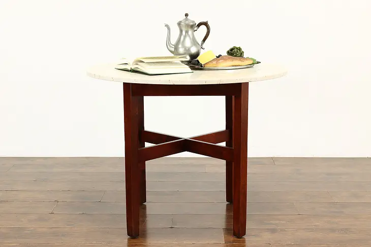 Midcentury Marble Top Vintage Dining, Breakfast or Hall Table, Weiman #39136