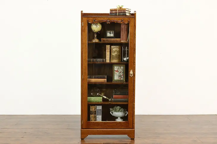 Victorian Antique Oak Office or Library Bookcase, Bath or Display Cabinet #40296