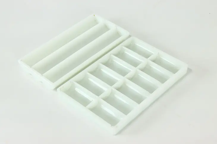 Pair of Two Antique Milk Glass Dental Trays #41111