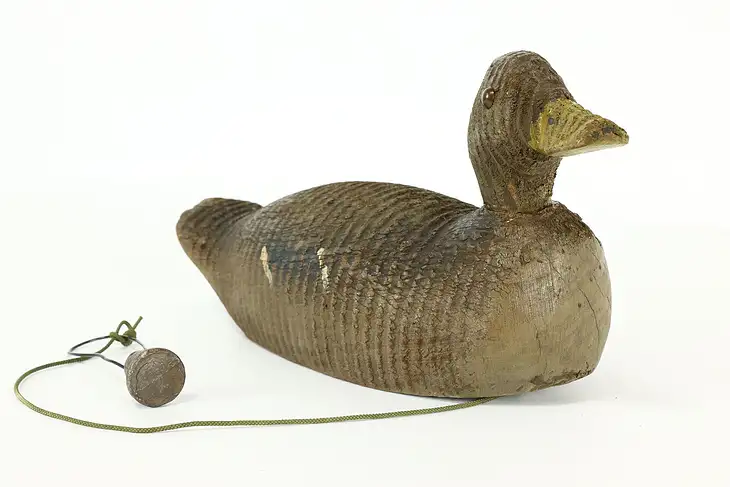 Farmhouse Hand Carved Pine Antique Duck Decoy Sculpture #40330