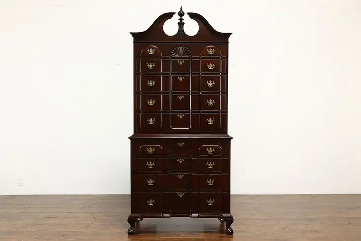 Georgian Antique 1920  Blockfront Highboy Tall Chest on Chest Mahogany #40381