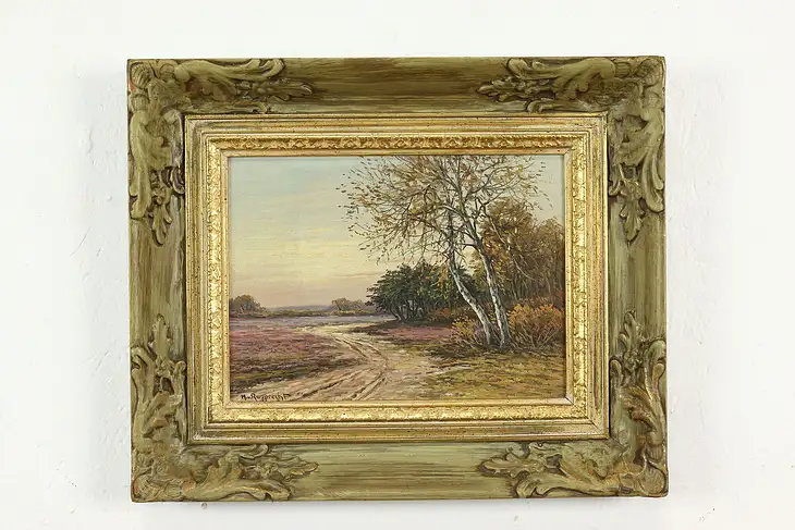 Flower Field & Trees Vintage Original Oil Painting, Rupprecht 17" #41126