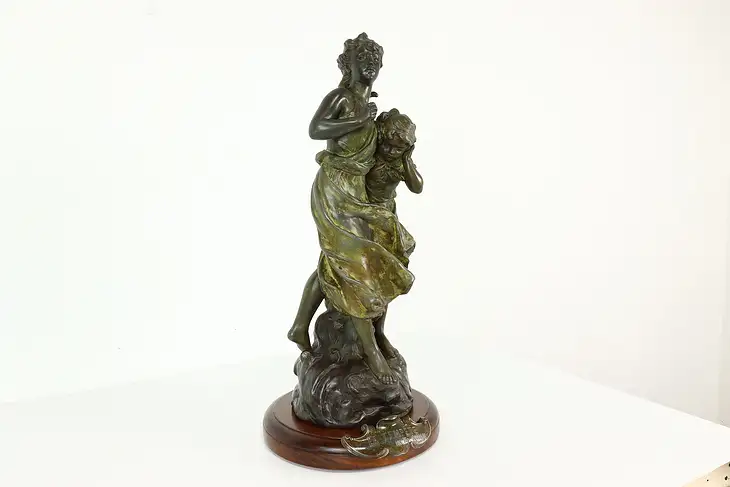 La Tempête The Storm Sculpture  Antique French Statue, H. Moreau #40835