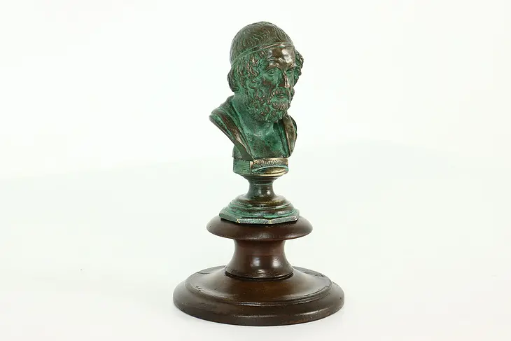 Homer Greek Poet or Omero Spanish Sculpture Vintage Bronze Bust on Base #41181