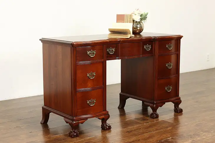 Georgian Style Vintage Mahogany Small Office Desk or Vanity, Kling #40846