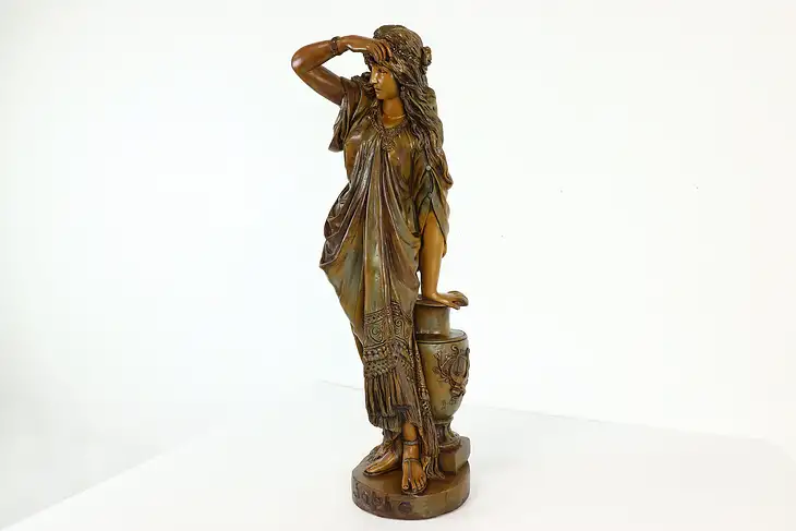 Sappho or Sapho Composition Sculpture Antique Hand Painted 33" Statue #41182