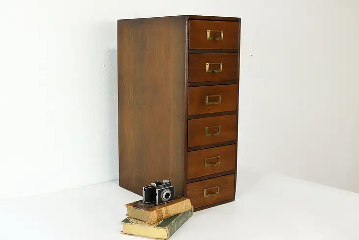 Farmhouse Vintage 6 Drawer Pine Office File, Collector or Jewelry Cabinet #41235