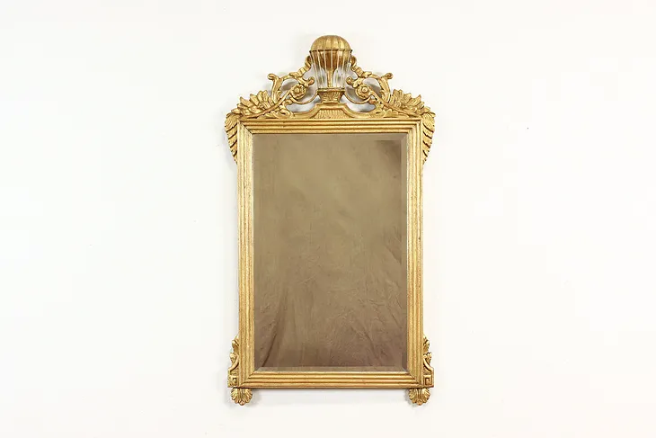 Italian Vintage Gilt Framed Beveled Wall Hanging Mirror, Hot Air Balloon #41084