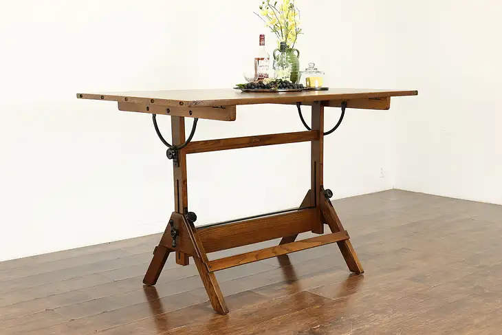 Farmhouse Industrial Drafting Wine, Cheese Table, Kitchen Island Hamilton #41214