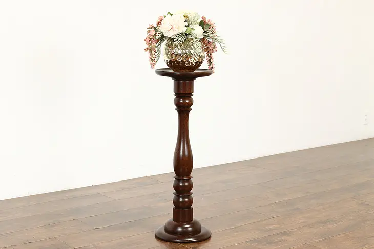 Traditional Antique Mahogany Sculpture Pedestal or Plant Stand #41258