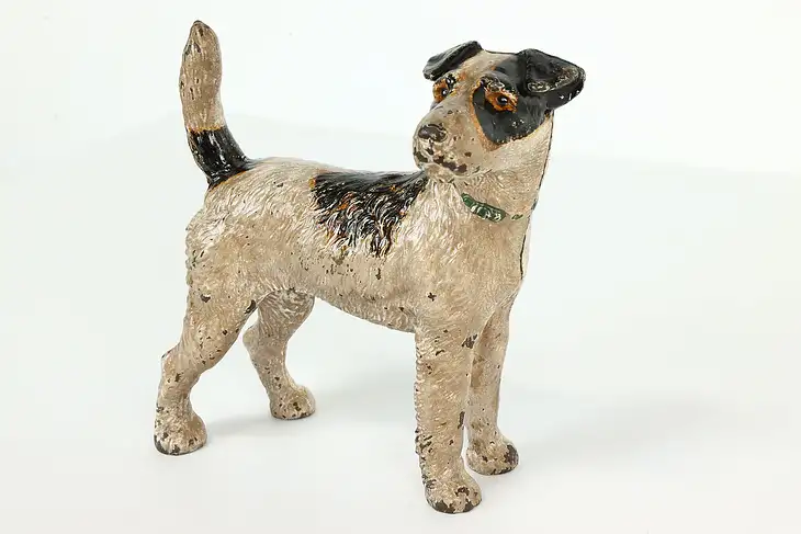 Victorian Farmhouse Antique Iron Jack Russell Terrier Dog Door Stop #41170