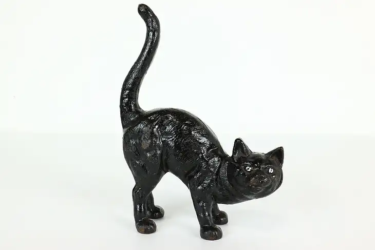 Victorian Farmhouse Antique Painted Cast Iron Cat Door Stop #41151