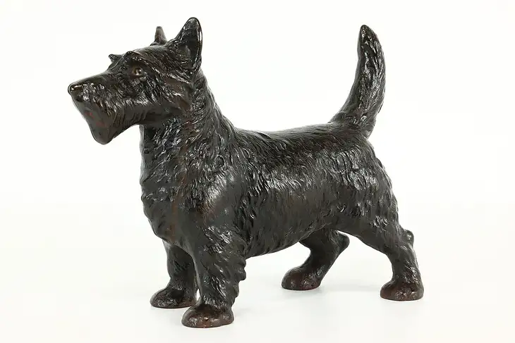 Farmhouse Antique Cast Iron Painted Scottish Terrier Dog Door Stop #41233