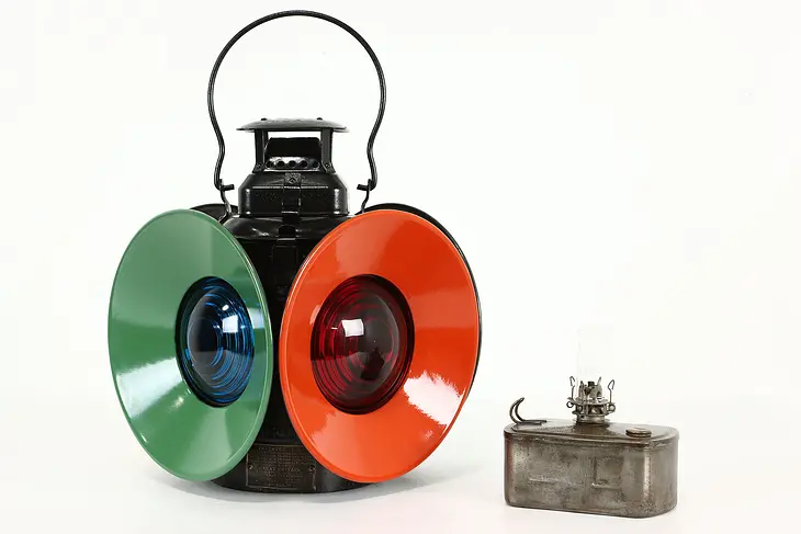 Industrial Salvage Lamp Vintage Railroad Signal Oil Lantern, Adlake  #41159