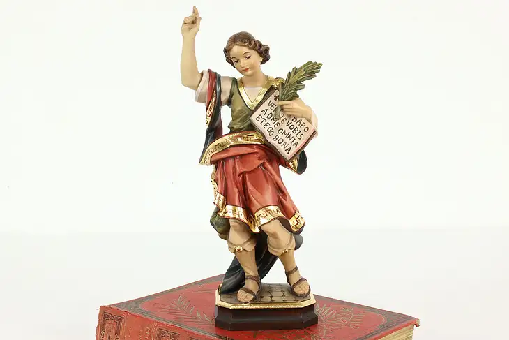 St. Pancras Patron of Children Vintage Hand Carved Sculpture, Staffler #40982