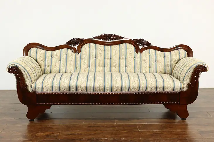 Carved Flame Grain Mahogany Sofa #40921