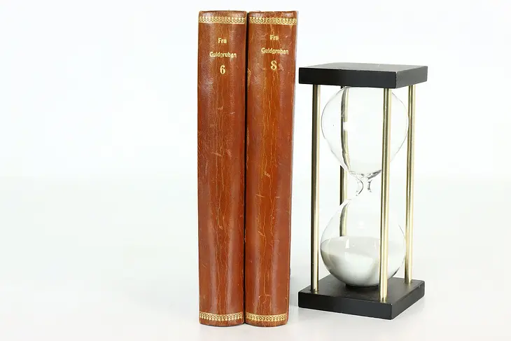 Pair of Antique Leatherbound & Gold Tooled 1901 Danish Books #40448