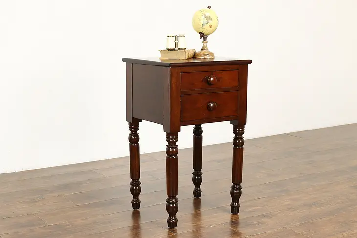Farmhouse Antique Country Sheraton Cherry Nightstand, End or Lamp Table #40571
