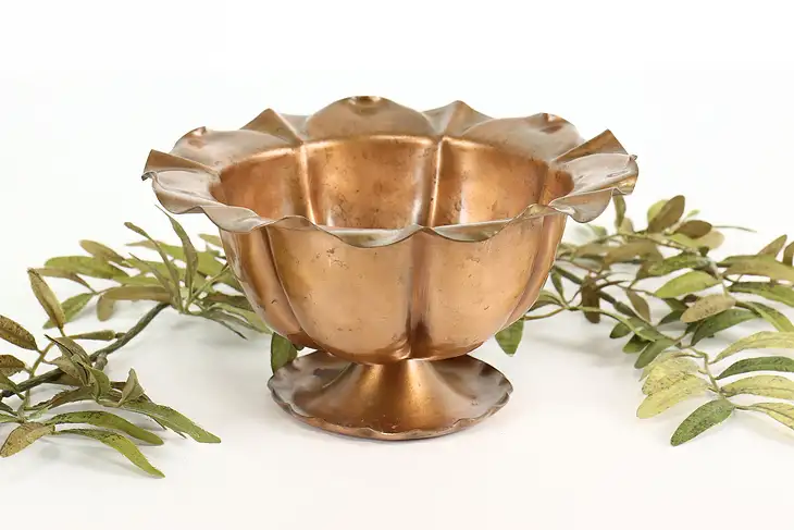 Farmhouse Vintage Copper Footed Serving Bowl, Gregorian #40903