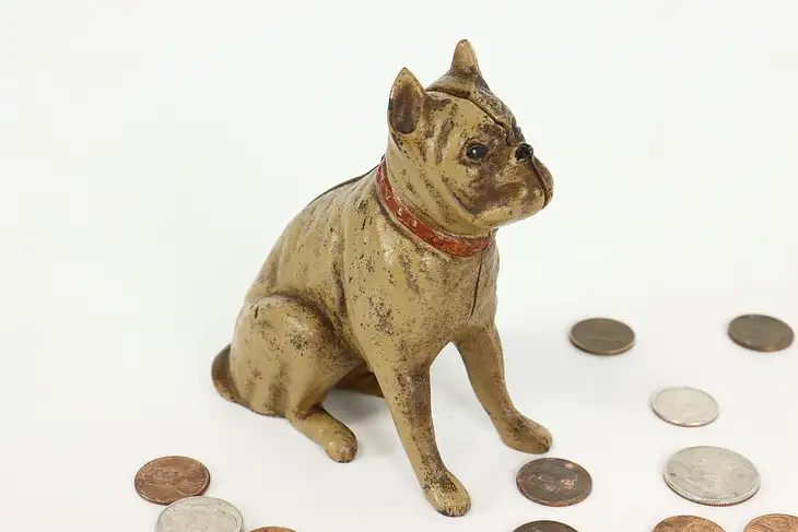 Farmhouse Antique Cast Iron Terrier Dog Sculpture Coin Bank #41167