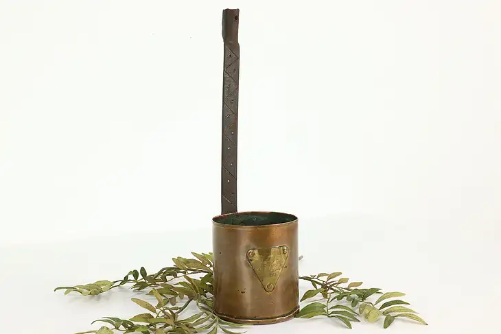 Farmhouse Antique Copper & Wrought Iron Water Wall Caddy or Dipper #41415