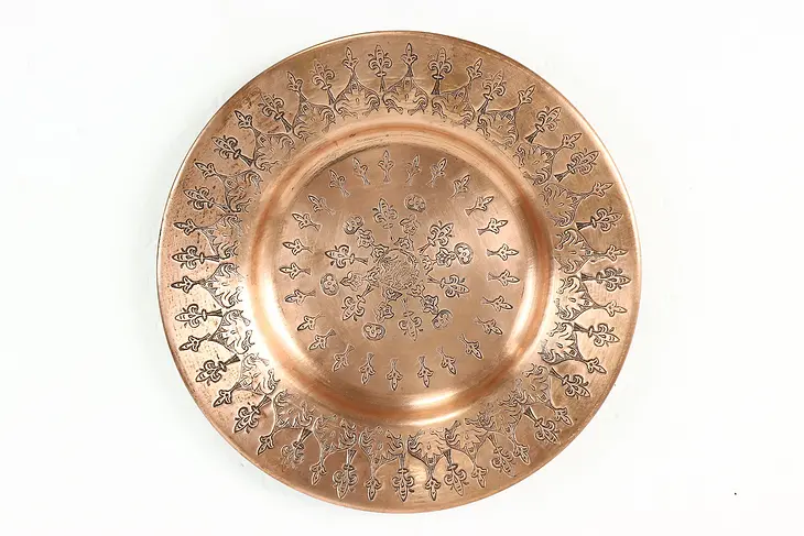 Farmhouse Antique Embossed Solid Copper Serving Platter or Wall Plaque #40902