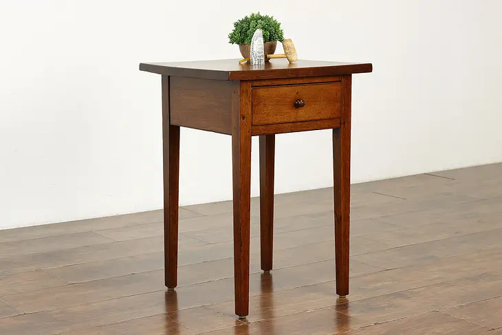 Hepplewhite Antique Farmhouse Walnut Nightstand, End or Lamp Table #40580