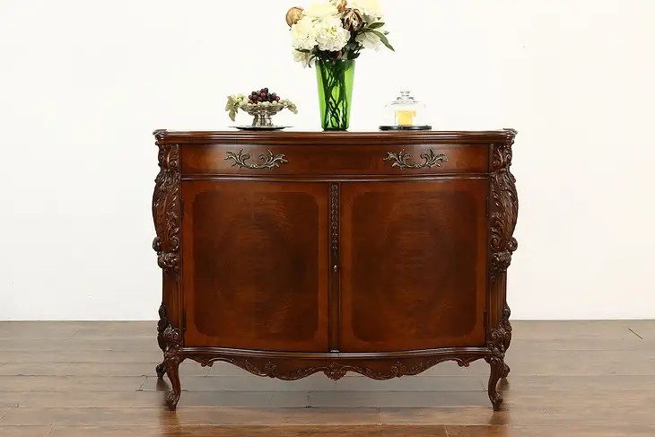 French Design Antique Walnut Server Hunt Board Console Sideboard Saginaw #41450