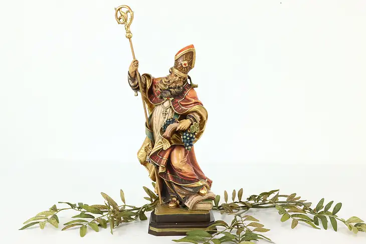 St. Urban Patron of Vine-Dressers Vintage Hand Carved Sculpture #40977