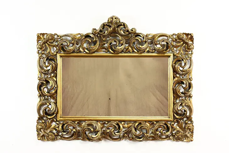 Italian Renaissance Design Hand Carved Antique Florentine Gold Mirror #38556