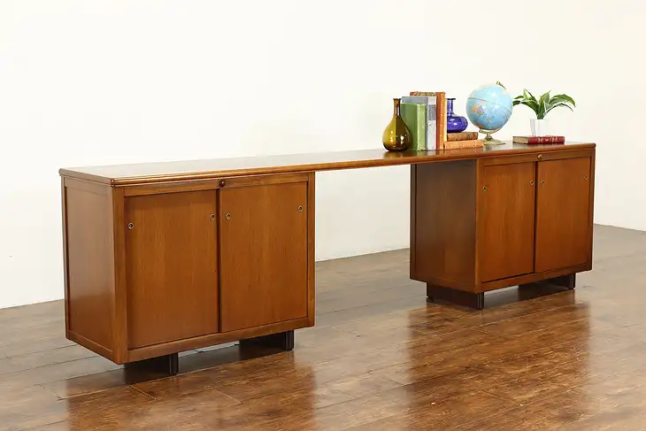 Midcentury Modern Vintage Walnut Office Credenza, Server or TV Console #41674