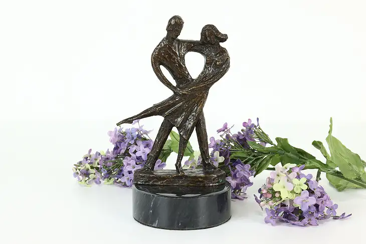 Dancing Couple Statue Bronze Vintage Sculpture, Marble Base, Numbered #41694